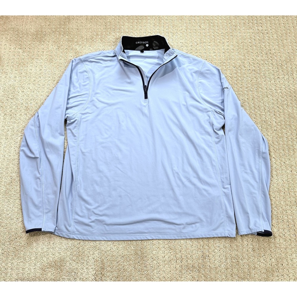 Greyson 1/4 Zip Tate Pullover Light Wolf Blue Italian Golf Jacket Logo Men's XL